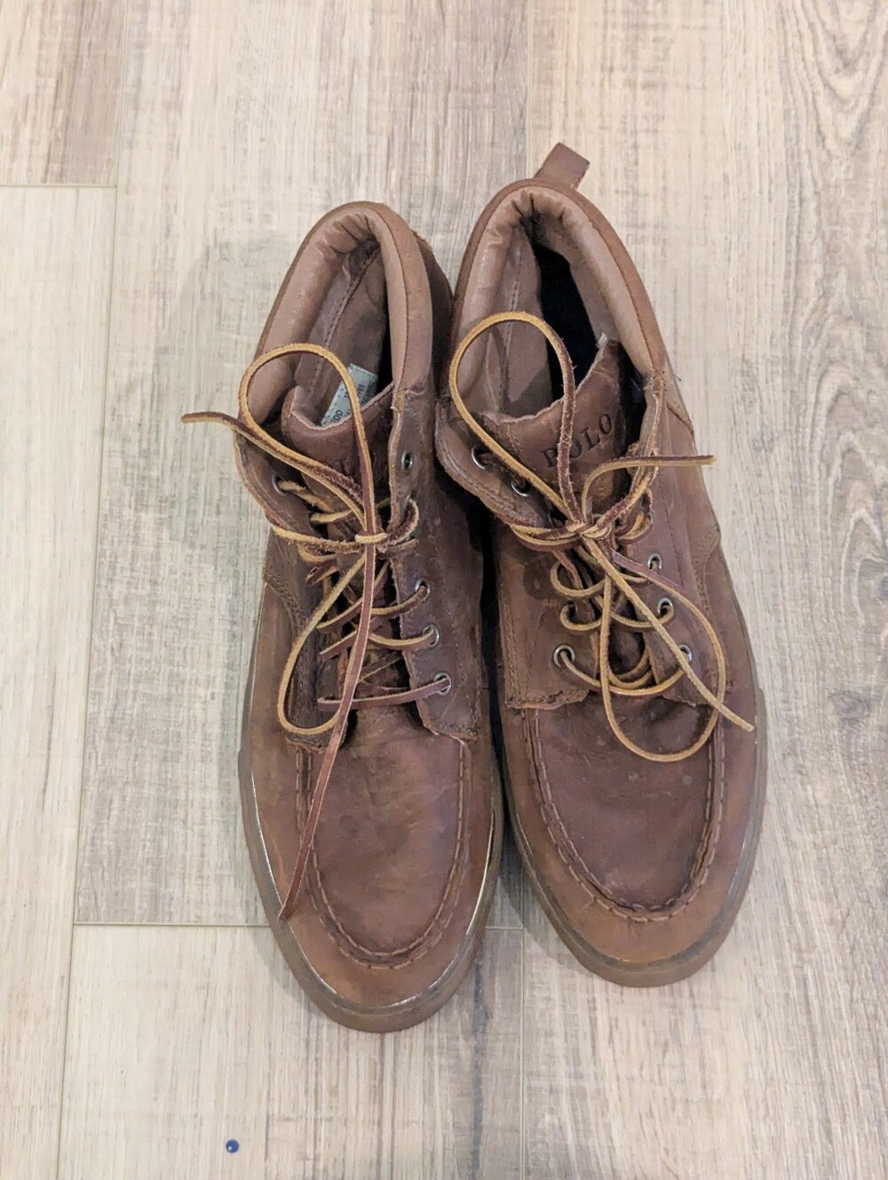 Polo Ralph Lauren Tedd Waxy Pull Up Leather Chukka Boots Men's 10.5D Brown - Picture 5 of 12